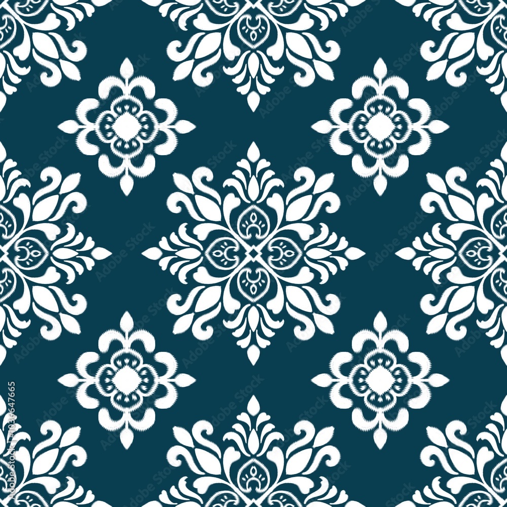 Ikat Flower Pattern Ethnic Geometric native tribal boho motif aztec textile fabric carpet mandalas African Ikat Flower Pattern Ethnic Geometric native tribal boho motif aztec textile fabric carpet mandalas African