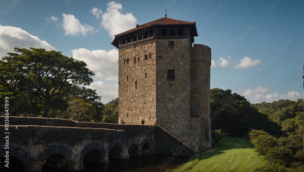 The archer tower rises majestically from the ground The archer tower rises majestically from the ground