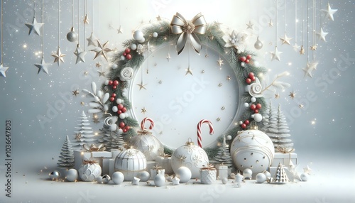 Elegant Christmas Scene with Gifts and Ornaments