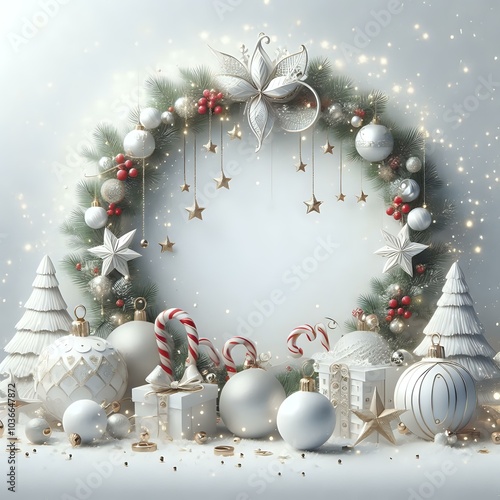 Elegant Christmas Scene with Gifts and Ornaments