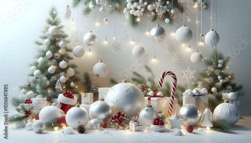 Elegant Christmas Scene with Gifts and Ornaments