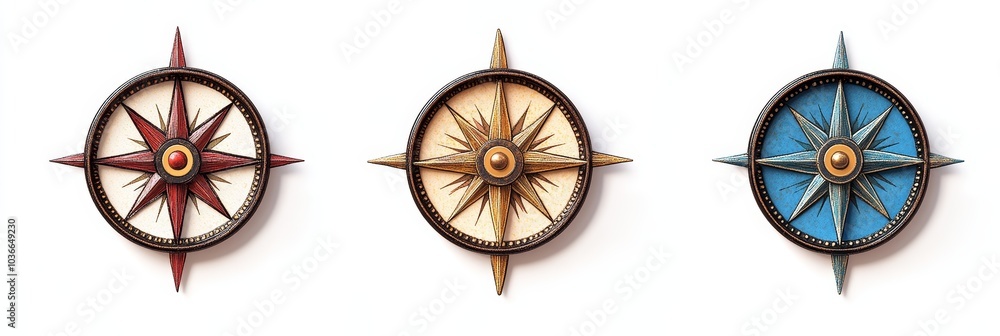 Obraz premium Compass rose featuring cardinal directions, isolated design, emphasizes navigation and orientation in a clear, visually appealing manner.