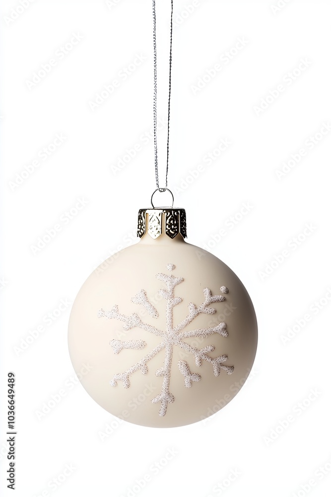 Elegant white Christmas ornament with snowflake design Elegant white Christmas ornament with snowflake design