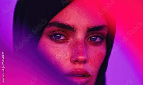 Captivating Portrait with Vibrant Hues and Expressive Detail photo