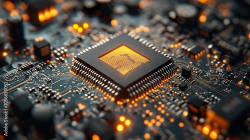 Close-up of a Microchip on a Circuit Board: A Detailed Look at the Heart of Modern Technology