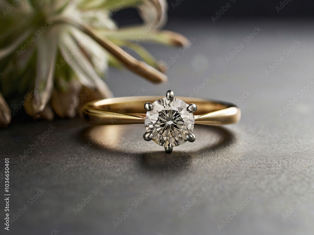 Wedding ring embellished with a brilliant diamond. Wedding ring embellished with a brilliant diamond.