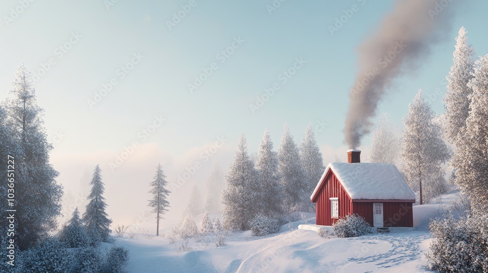 Cozy Cabin with Smoke Rising from the Chimney Cozy Cabin with Smoke Rising from the Chimney