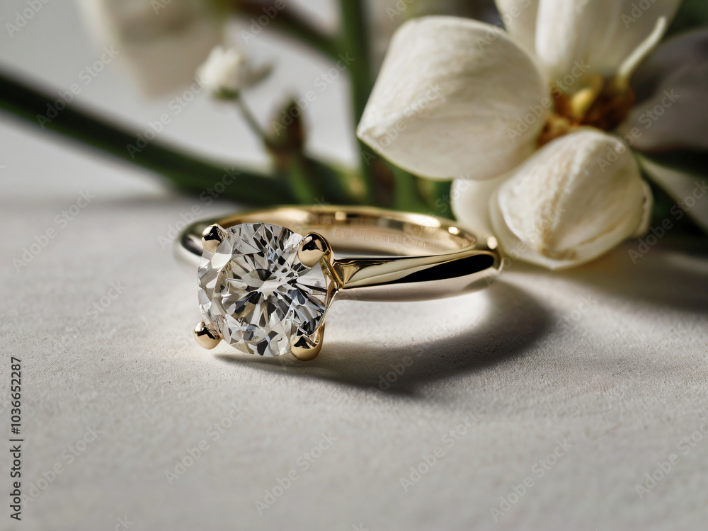 Wedding ring adorned with a dazzling diamond. Wedding ring adorned with a dazzling diamond.