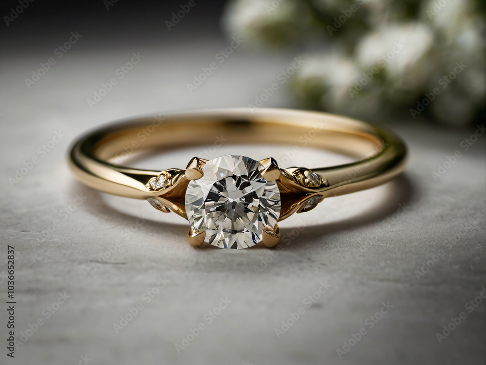 Diamond-studded wedding ring in a classic design. Diamond-studded wedding ring in a classic design.