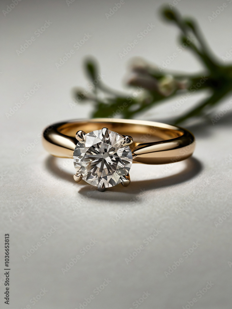Elegant wedding ring featuring a brilliant diamond. Elegant wedding ring featuring a brilliant diamond.