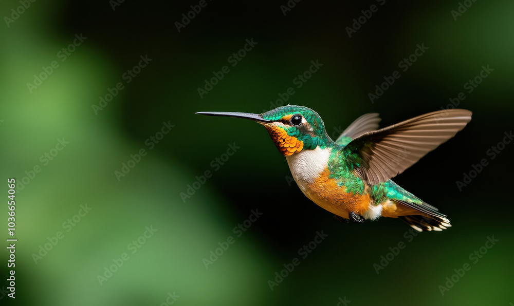 Obraz premium Captivating Image of a Hummingbird in Mid-Flight with Vivid Plumage