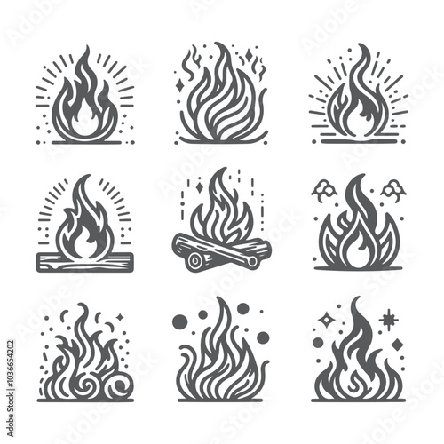 Embers and Flames Hand Drawn Fire Illustration Series