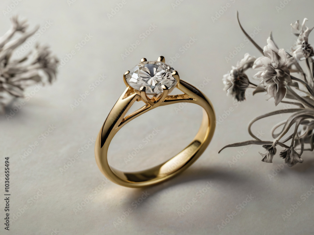 A wedding ring with a sparkling diamond. A wedding ring with a sparkling diamond.