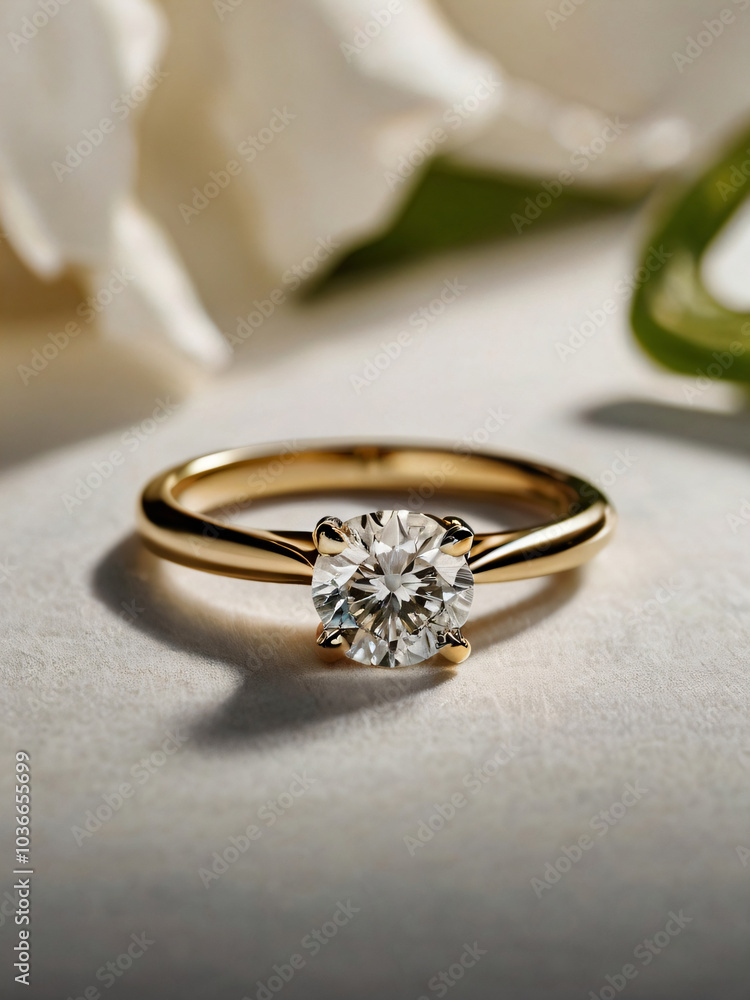 A wedding ring with a sparkling diamond. A wedding ring with a sparkling diamond.