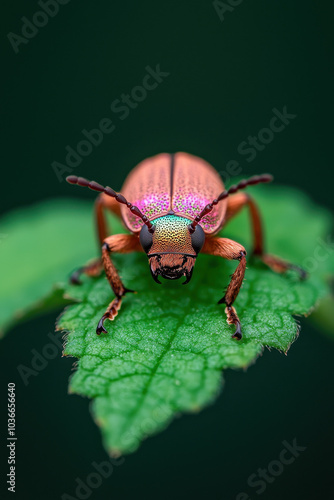 Wallpaper Mural Stunning Macro Shot of a Colorful Beetle on Leaf Torontodigital.ca