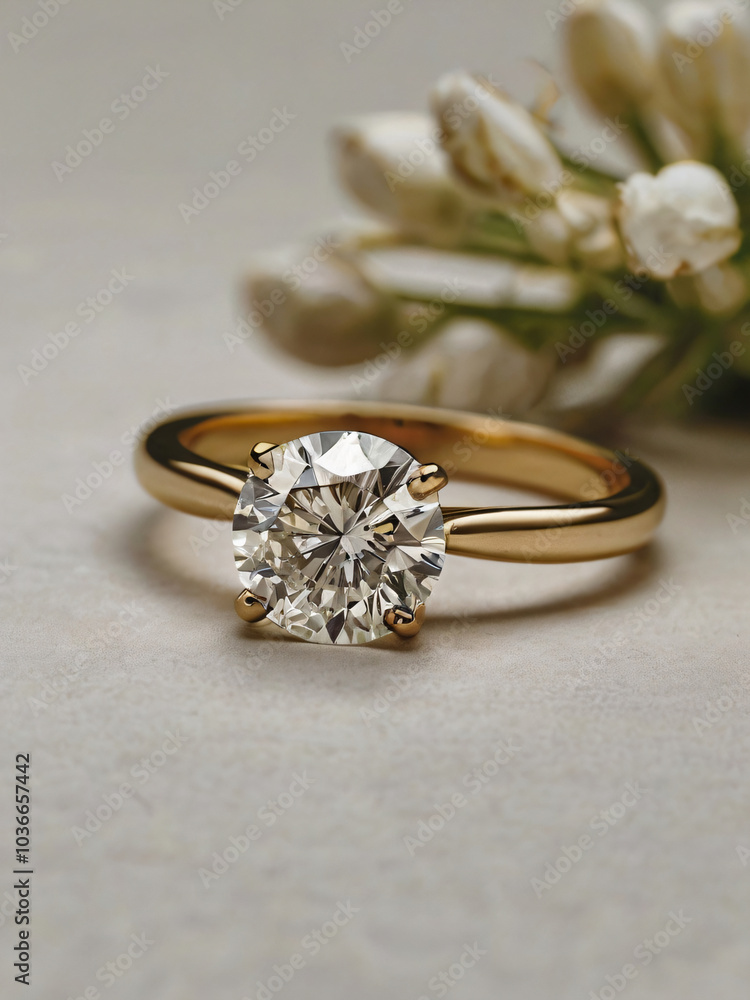 A wedding ring with a sparkling diamond. A wedding ring with a sparkling diamond.