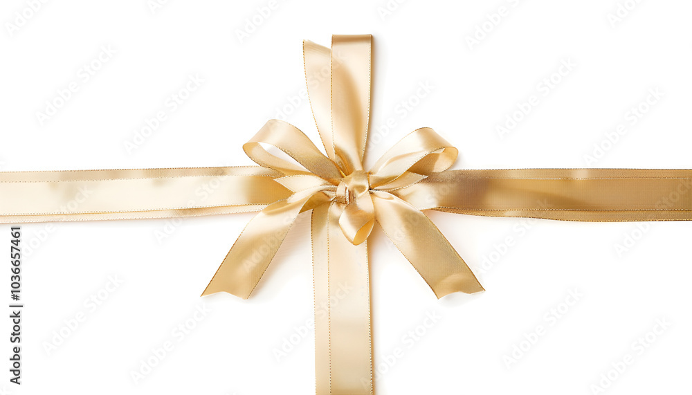 cross thin gold ribbon with bow, isolated on white cross thin gold ribbon with bow, isolated on white