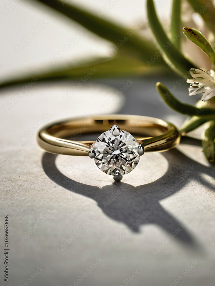 A wedding ring with a sparkling diamond. A wedding ring with a sparkling diamond.