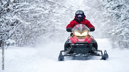 Snowmobile Riding in Winter Wonderland