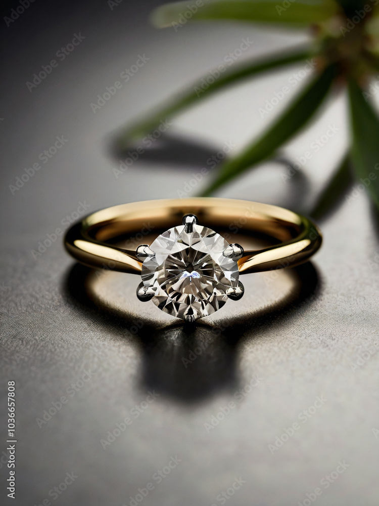 A wedding ring with a sparkling diamond. A wedding ring with a sparkling diamond.