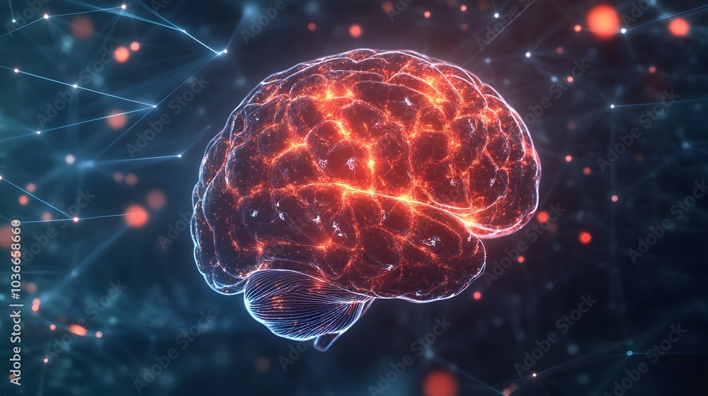 human brain on technology background represent artificial intelligence and cyber space concept. human brain on technology background represent artificial intelligence and cyber space concept.