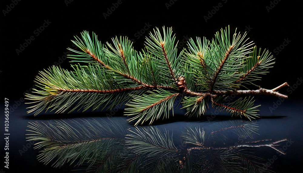 tanne ast dunkel hintergrund spiegelung beleuchtet spotlight schwarz untergrund tanne ast dunkel hintergrund spiegelung beleuchtet spotlight schwarz untergrund