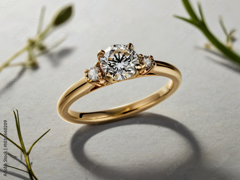Diamond-studded wedding ring in a classic design. Diamond-studded wedding ring in a classic design.