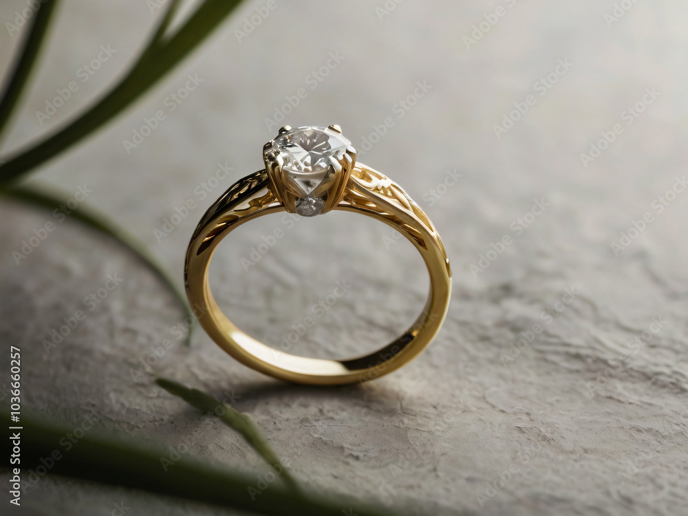 Diamond-studded wedding ring in a classic design. Diamond-studded wedding ring in a classic design.