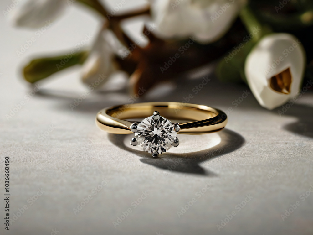 Elegant wedding ring featuring a brilliant diamond. Elegant wedding ring featuring a brilliant diamond.