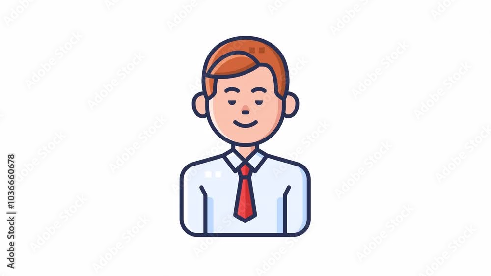 Animated avatar of a man wearing a shirt and tie, representing a professional or business context. Animated avatar of a man wearing a shirt and tie, representing a professional or business context.