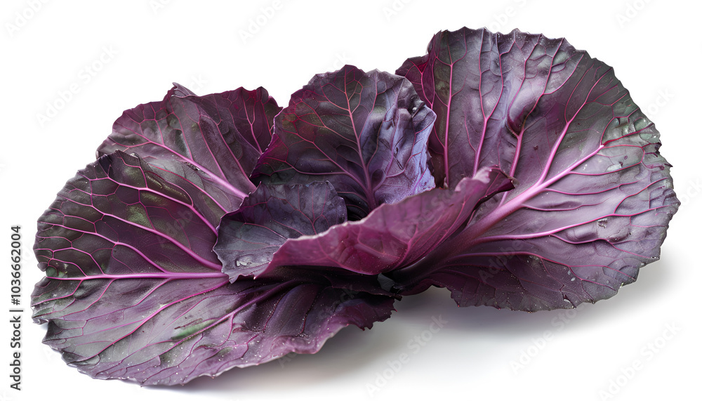 Obraz premium Fresh red cabbage leaf isolated on white