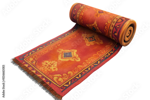 Isolated Magic Carpet on transparent Background Ideal for Fantasy Designs, Graphic Projects, and Creative Illustrations photo