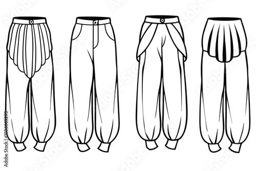 different type of harem pants