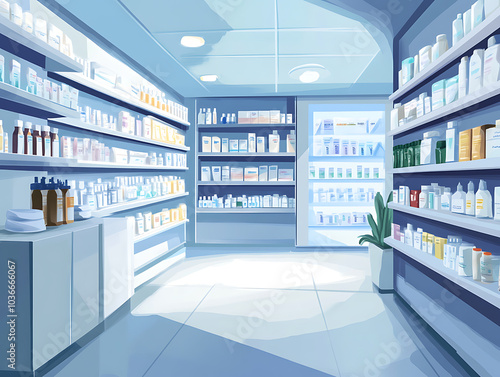 Wallpaper Mural Products on shelves at grocery store illustration Torontodigital.ca