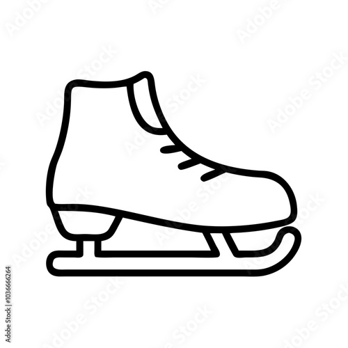 Skate shoe illustration, simple design, black and white, equipment for ice skating, copy space