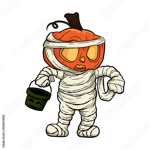 Pumpkin Halloween vintage print vector