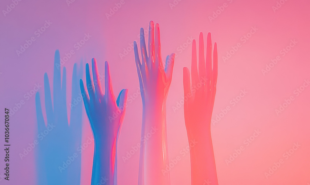 Surreal Visual Art: Vibrant and Minimalist Abstract Hands Installation Surreal Visual Art: Vibrant and Minimalist Abstract Hands Installation