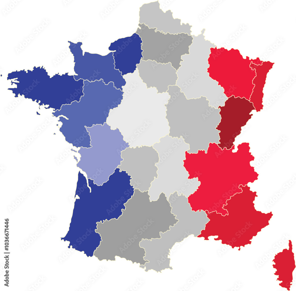 Naklejka premium colorful map of France 