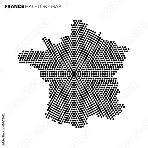 France country map made from radial halftone pattern