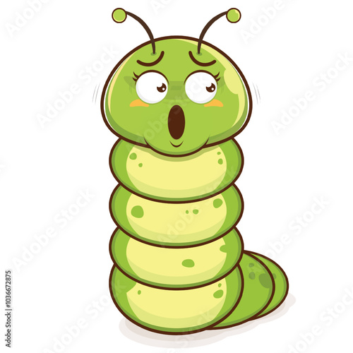 worm surprised face cartoon cute