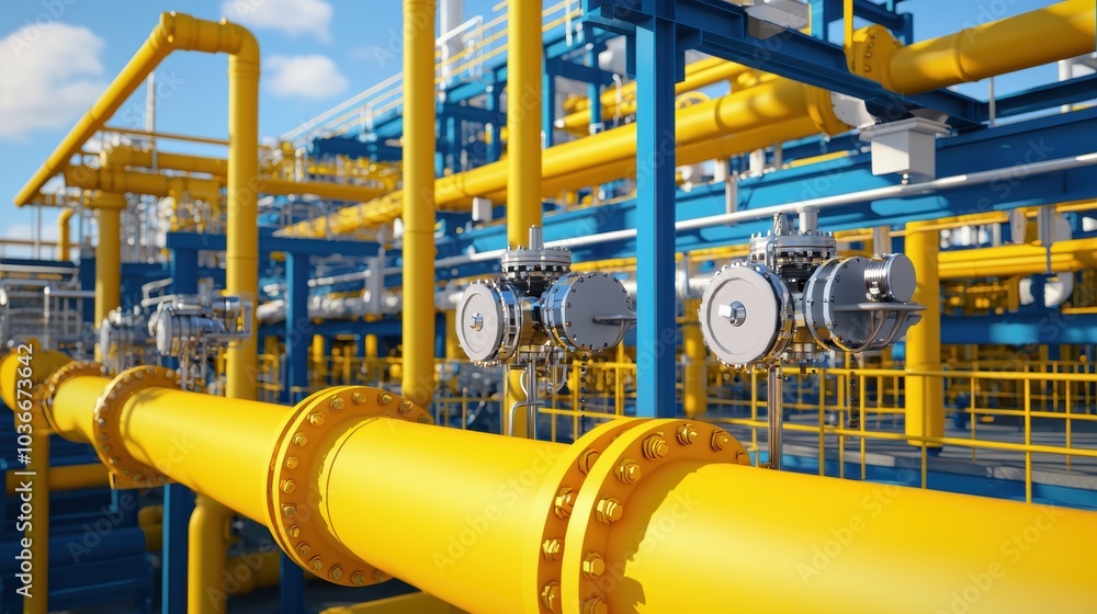 Industrial Pipeline System Highlighting Advanced Infrastructure and Design Features for Efficiency Industrial Pipeline System Highlighting Advanced Infrastructure and Design Features for Efficiency