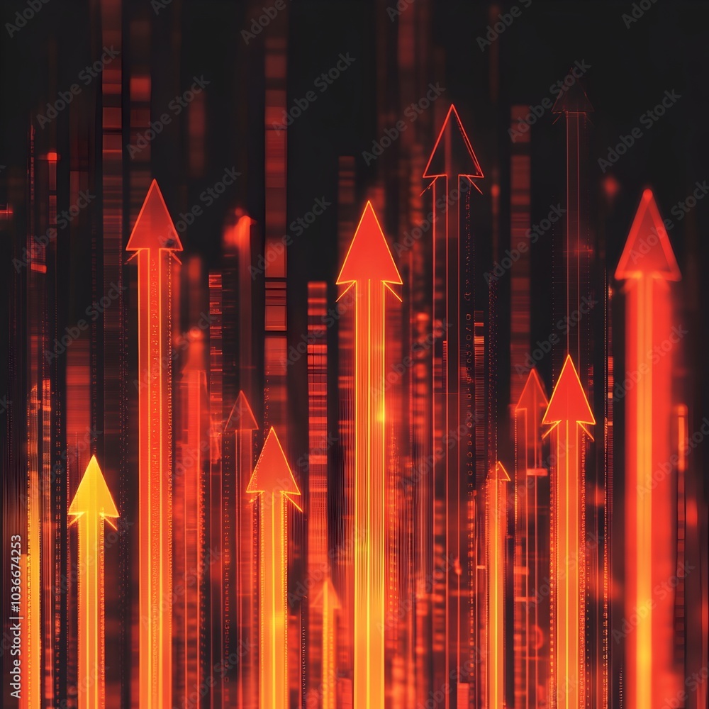 Vibrant Arrow and Collage Background Design for Financial Market Strategies and Business Insights Vibrant Arrow and Collage Background Design for Financial Market Strategies and Business Insights