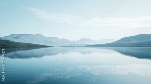 Wallpaper Mural Tranquil blue lake reflecting the mountain range under a clear sky. Torontodigital.ca