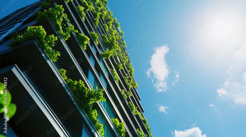 Obraz premium Sustainable Architecture Green Facade and Urban Nature Integration for Modern Living