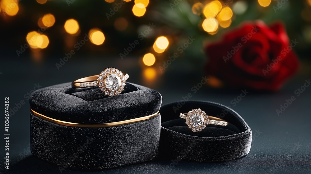 Sparkling Romance: Diamond Rings in Velvet Boxes Sparkling Romance: Diamond Rings in Velvet Boxes