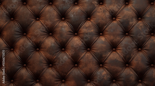 Detailed close-up of a luxurious tufted leather surface showcasing rich textures and warm colors