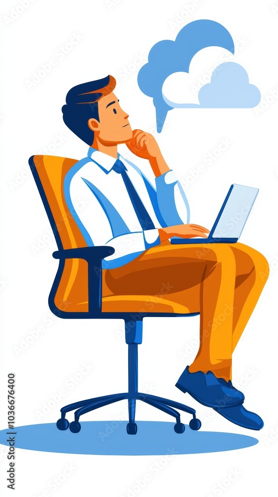 Contemplating Ideas A Business Professional Deep in Thought at Work with Laptop Contemplating Ideas A Business Professional Deep in Thought at Work with Laptop