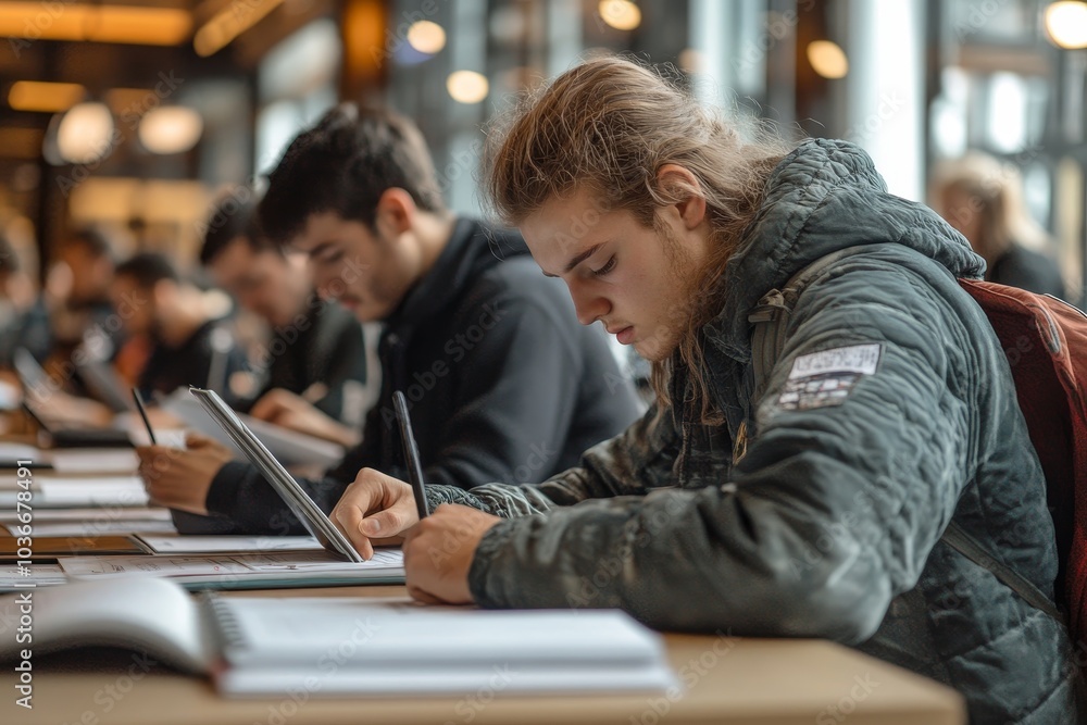 University students studying for academic assignment, Generative AI University students studying for academic assignment, Generative AI
