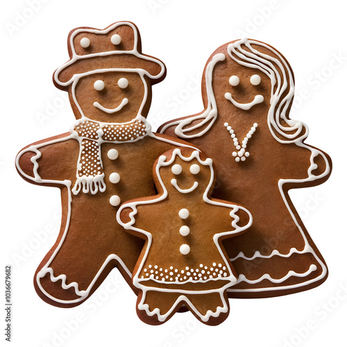 gingerbread cookies isolated on transparent background