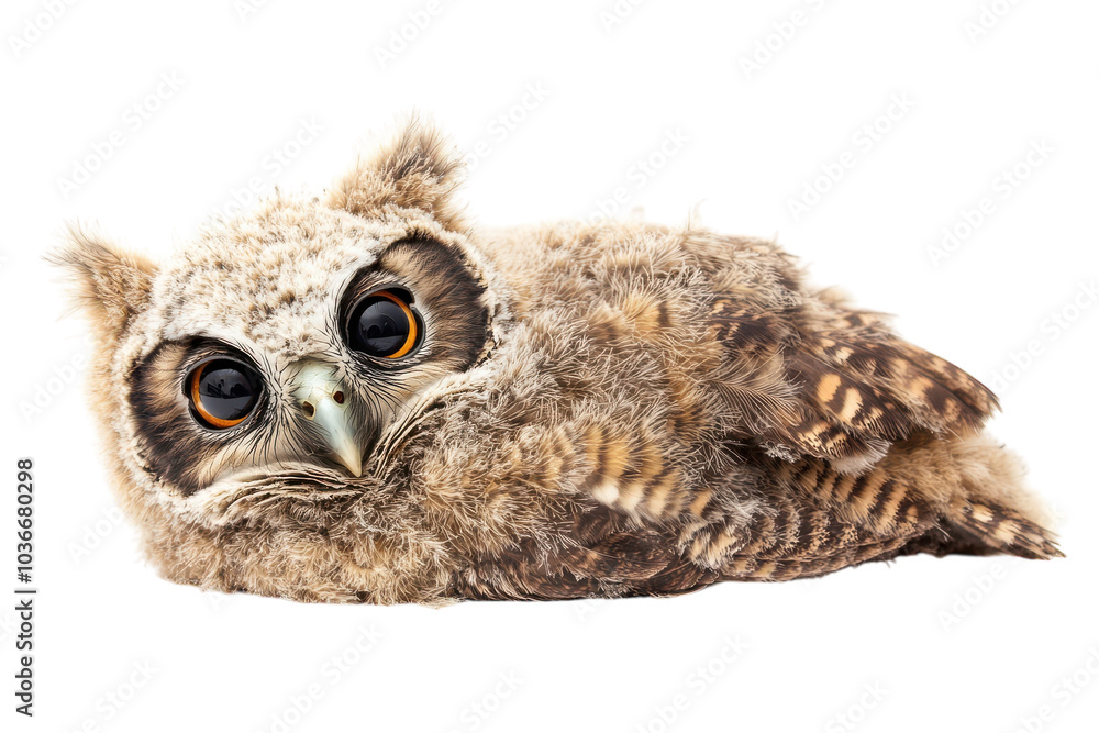 Fototapeta premium Cute and Adorable Owl Chick Isolated on a transparent Background Perfect for Children's Books, Educational Materials, and Nature Themes